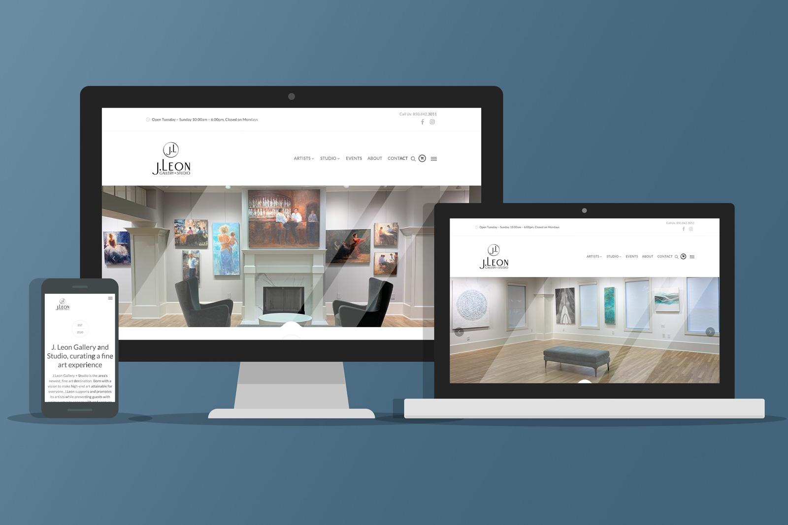 Simple and sophisticated responsive website design for art gallery and studio