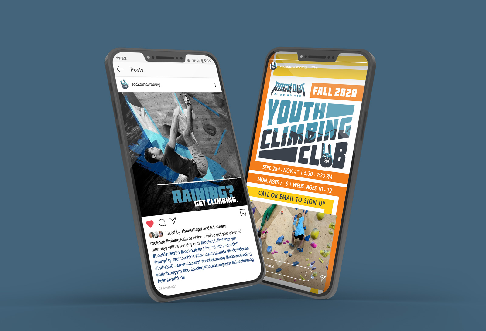 indoor rock climbing gym social media graphics