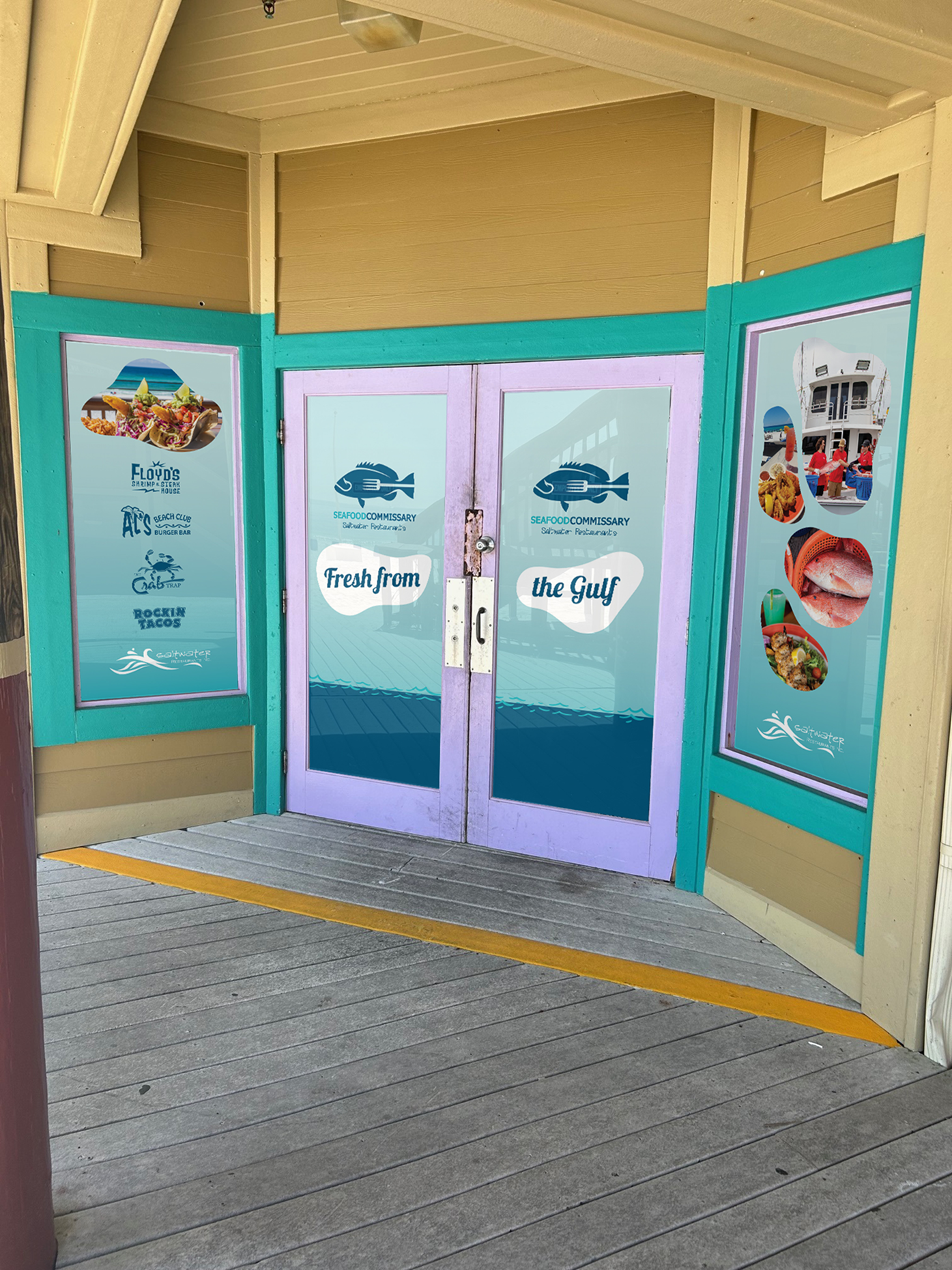 Outside doors of Seafood Commissary