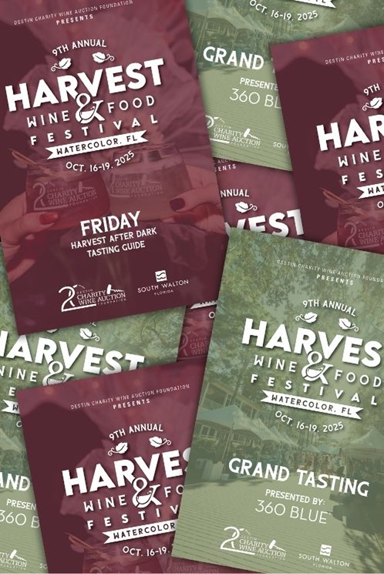 Stack of Harvest Wine & Food Festival Posters