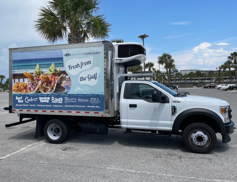 Seafood Commissary Truck in Profile