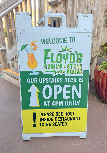 Floyd's Steak House Open sign