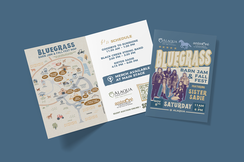 Bluegrass Barn Jam and Fall Fest Poster and Map