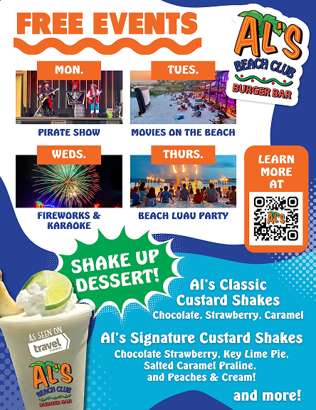 AL's event plan and custard shake poster