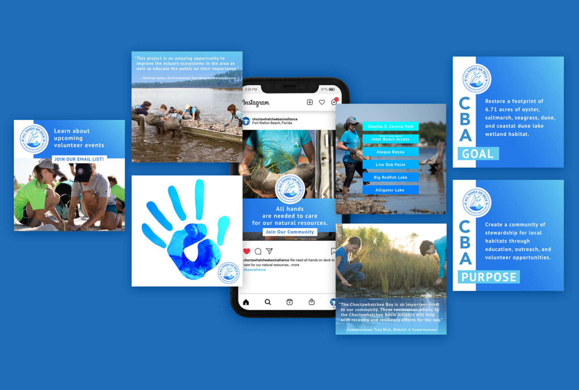 CBA social posts showing people working in or near the water