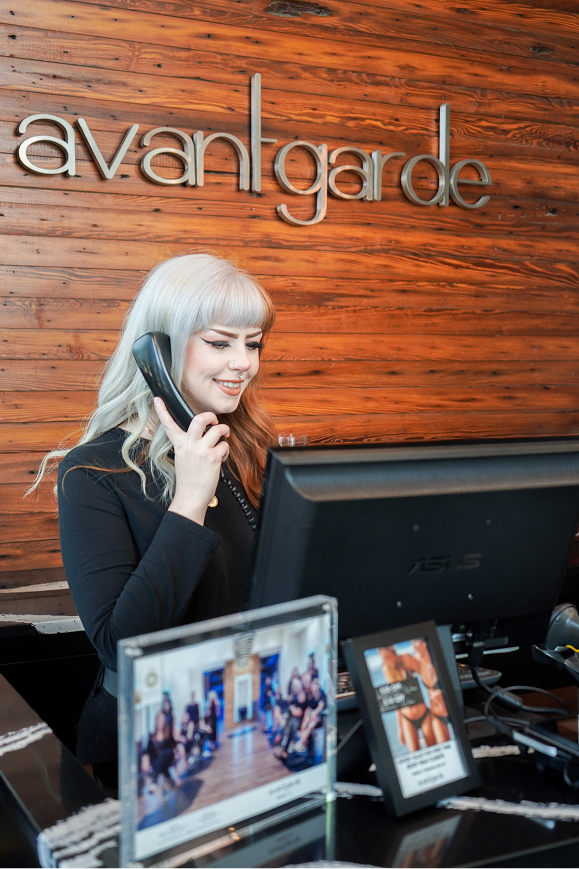 Receptionist taking a call