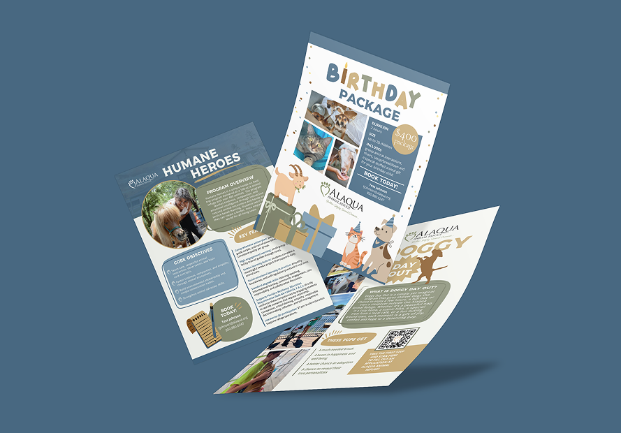 Three pages of Alaqua magazine with event/program details