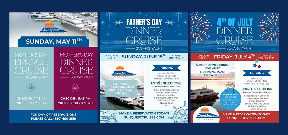 Event posts for a Dinner Cruise