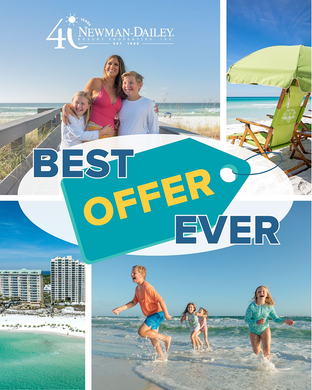 4 photographs from beach with text "Best Offer Ever"